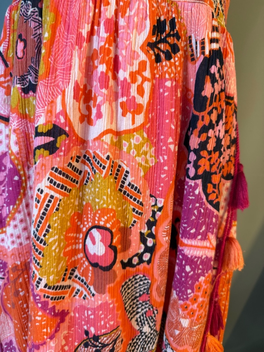 Banjanan Pink & Orange Floral Smocked Dress - M - Picture 13 of 16